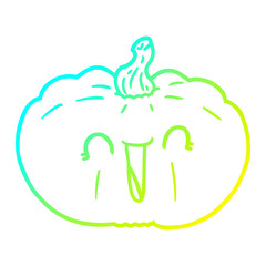 cold gradient line drawing cartoon pumpkin