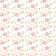Fototapeta na wymiar Trendy delicate pastel simple flowers, great design for any purposes. Simple modern style. Floral pattern. Elegant decorative background. Floral vector illustration.