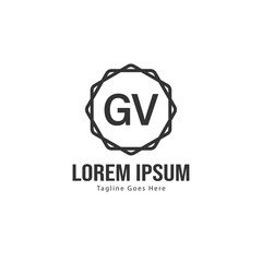 Initial GV logo template with modern frame. Minimalist GV letter logo vector illustration