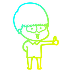 cold gradient line drawing cartoon happy boy