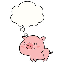 cartoon pig and thought bubble