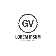 Initial GV logo template with modern frame. Minimalist GV letter logo vector illustration