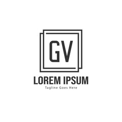 Initial GV logo template with modern frame. Minimalist GV letter logo vector illustration