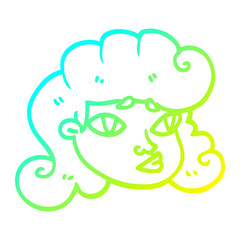 cold gradient line drawing cartoon blond girls face