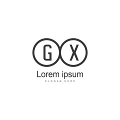 Initial GX logo template with modern frame. Minimalist GX letter logo vector illustration