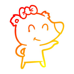 warm gradient line drawing female polar bear cartoon