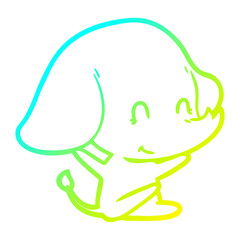 cold gradient line drawing cute cartoon elephant