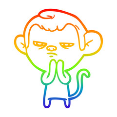 rainbow gradient line drawing cartoon monkey
