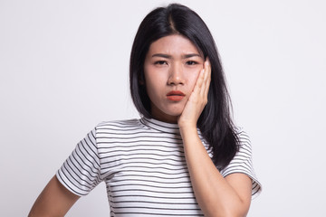 Young Asian woman got toothache.