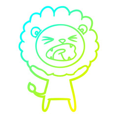 cold gradient line drawing cartoon lion