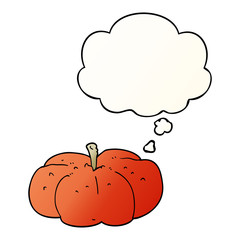 cartoon pumpkin and thought bubble in smooth gradient style