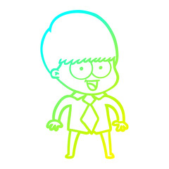 cold gradient line drawing happy cartoon boy