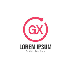 Initial GX logo template with modern frame. Minimalist GX letter logo vector illustration