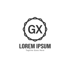 Initial GX logo template with modern frame. Minimalist GX letter logo vector illustration