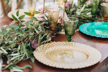 Boho wedding table for a newlywed banquet.