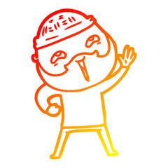 warm gradient line drawing cartoon happy bearded man