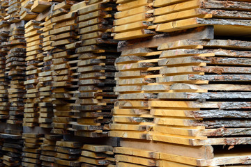 pile of boards in sawmill