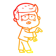 warm gradient line drawing cartoon tired man