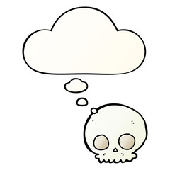 cartoon skull and thought bubble in smooth gradient style