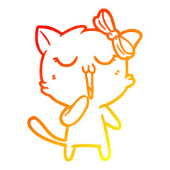 warm gradient line drawing cartoon cat