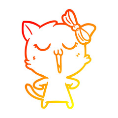 warm gradient line drawing cartoon cat