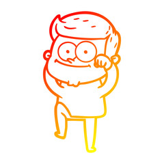 warm gradient line drawing cartoon happy man