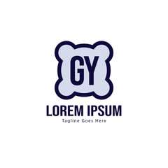 Initial GY logo template with modern frame. Minimalist GY letter logo vector illustration