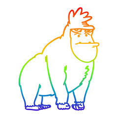rainbow gradient line drawing cartoon gorilla