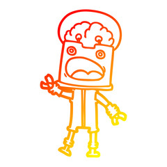 warm gradient line drawing cartoon robot