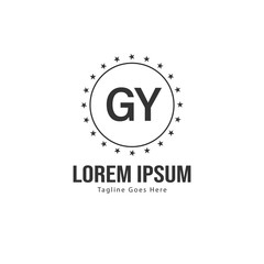 Initial GY logo template with modern frame. Minimalist GY letter logo vector illustration