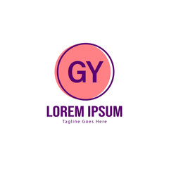 Initial GY logo template with modern frame. Minimalist GY letter logo vector illustration