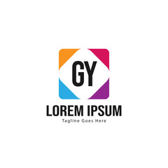 Initial GY logo template with modern frame. Minimalist GY letter logo vector illustration
