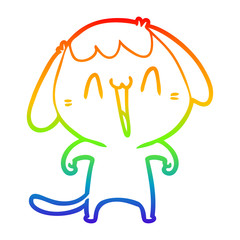 rainbow gradient line drawing cute cartoon dog