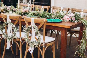 Boho wedding table for a newlywed banquet.