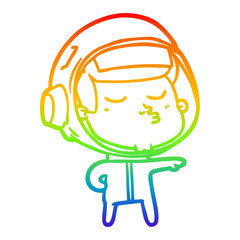 rainbow gradient line drawing cartoon confident astronaut © lineartestpilot