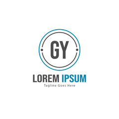 Initial GY logo template with modern frame. Minimalist GY letter logo vector illustration