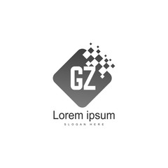 Initial GZ logo template with modern frame. Minimalist GZ letter logo vector illustration