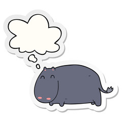 cartoon hippo and thought bubble as a printed sticker