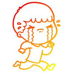 warm gradient line drawing cartoon man crying