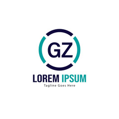 Fototapeta premium Initial GZ logo template with modern frame. Minimalist GZ letter logo vector illustration