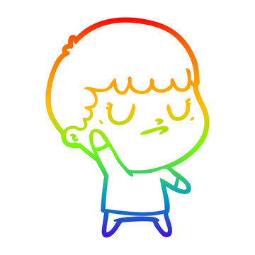 recommend clip art: rainbow gradient line drawing cartoon grumpy boy