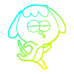 cold gradient line drawing cartoon bored dog running