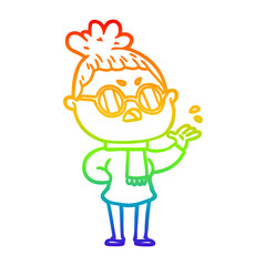 rainbow gradient line drawing cartoon annoyed woman