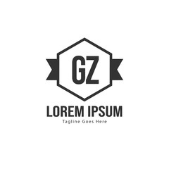 Initial GZ logo template with modern frame. Minimalist GZ letter logo vector illustration