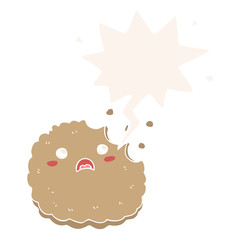 cartoon biscuit and speech bubble in retro style