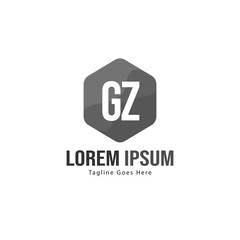 Initial GZ logo template with modern frame. Minimalist GZ letter logo vector illustration