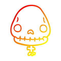 warm gradient line drawing cartoon halloween skull