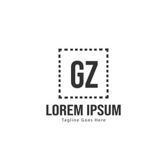 Initial GZ logo template with modern frame. Minimalist GZ letter logo vector illustration