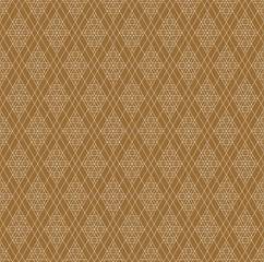 Seamless traditional Japanese ornament.Golden color background.White lines.