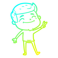 cold gradient line drawing happy cartoon man